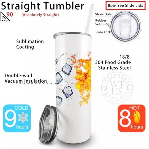 Fall Pumpkin Scarecrow Sunflower 20oz Skinny Tumbler Travel Cup Double Insulated - Picture 2 of 2